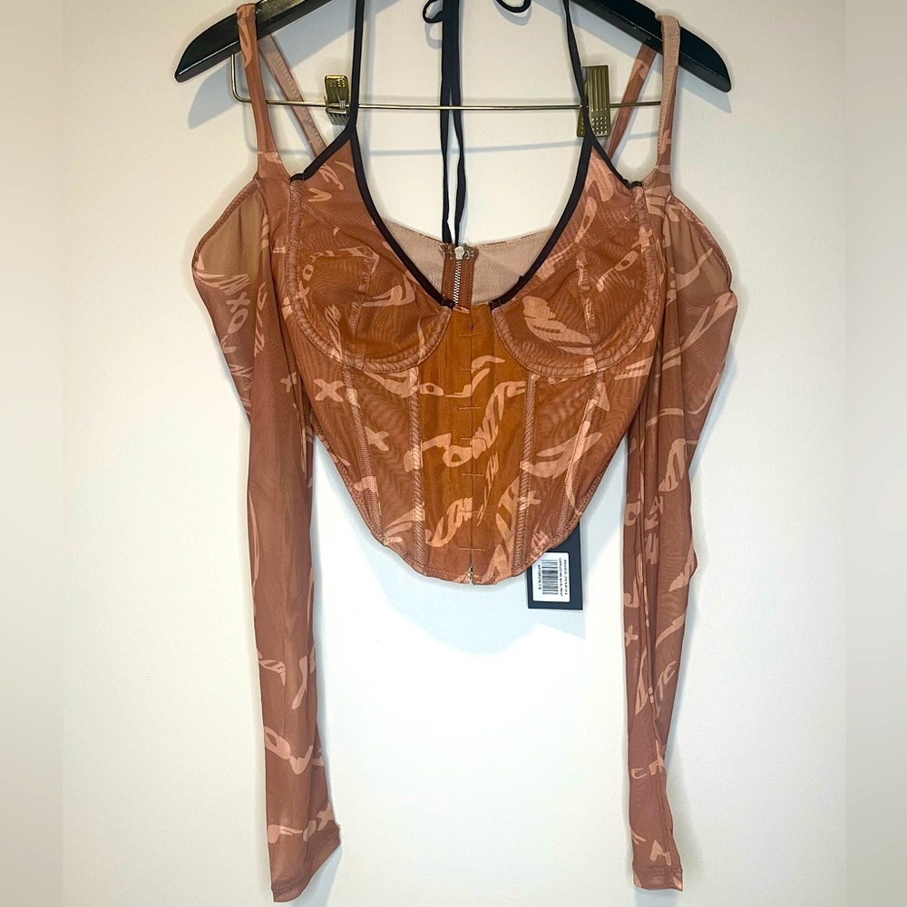 WHITE FOX mesh bustier halter top